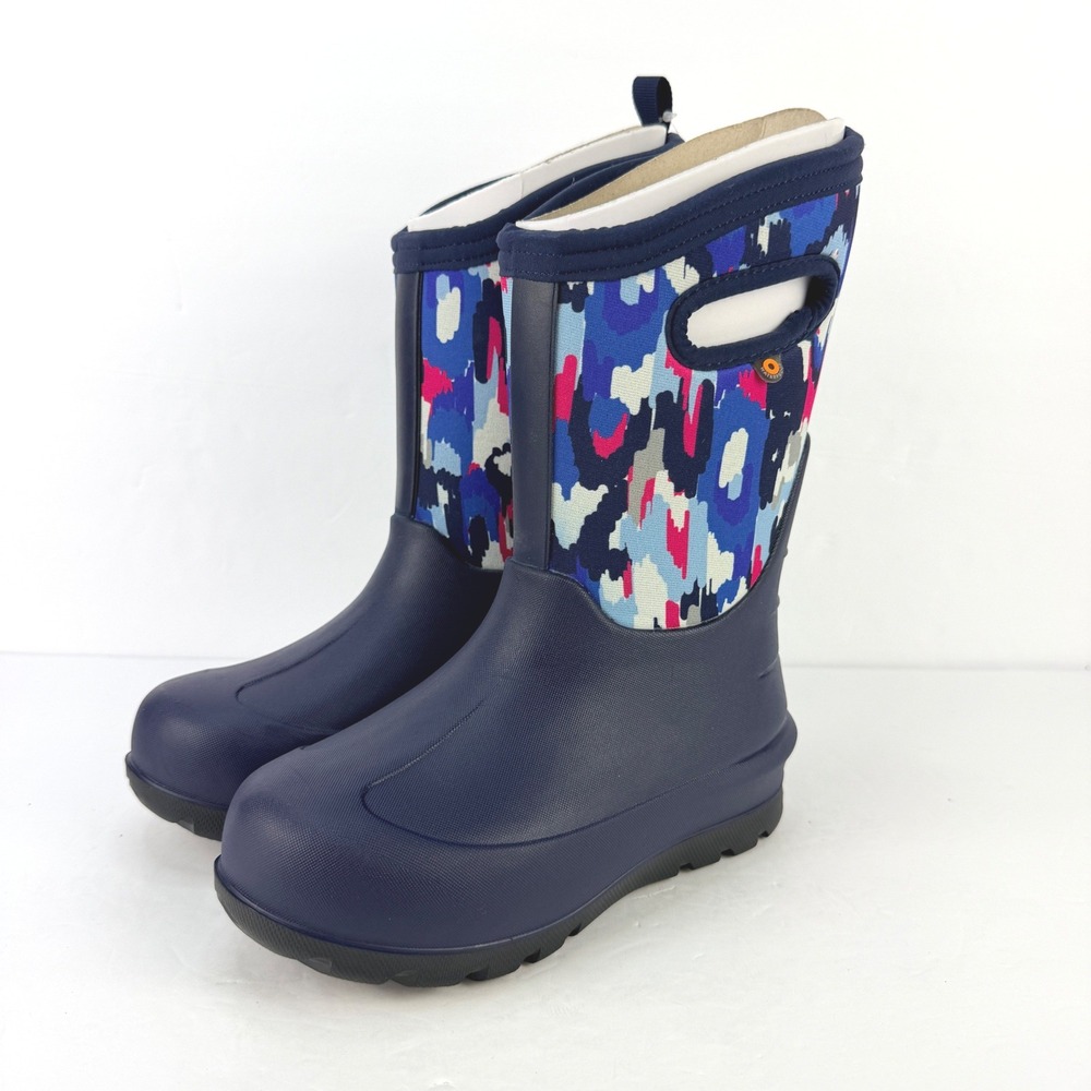 NEW Bogs Kids Size 1 Neo-Classic Ikat Navy Multi Waterproof Winter Boots